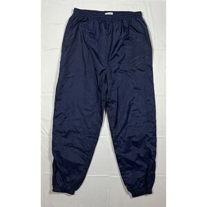 ATHLETECH Mens L Navy Blue Windbreaker Track Pants Nylon Lined Joggers Gym Vinta